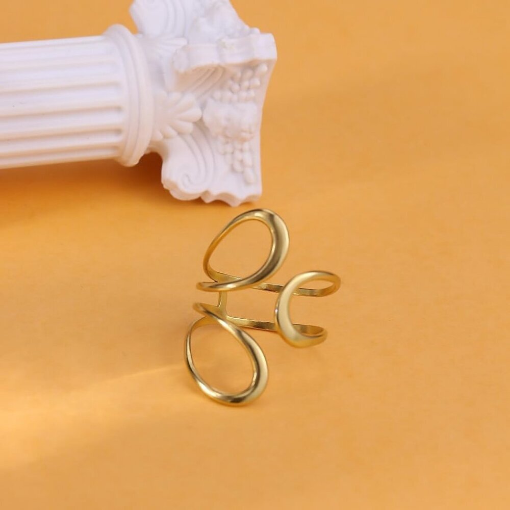 Women's Chunky Gold Non Tarnish Adjustable Thumb Ring Stainless Steel Jewelry - Picture 5 of 6